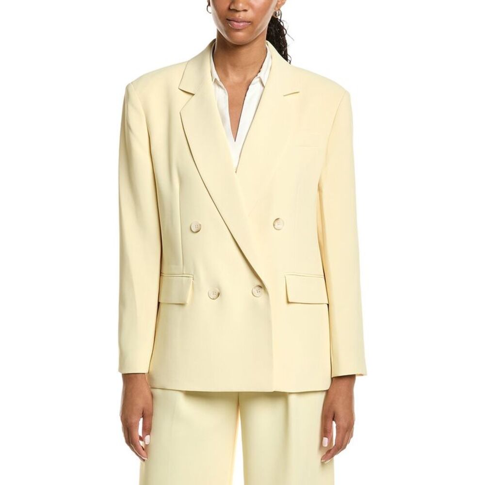 Kenneth Cole Womens  Double-Breasted Boyfriend Jacket, Yellow